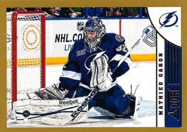 #474 Mathieu Garon - Tampa Bay Lightning - 2013-14 Score - Gold Hockey