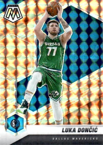 #47 Luka Doncic - Dallas Mavericks - 2020-21 Panini Mosaic - Mosaic Reactive Orange Basketball