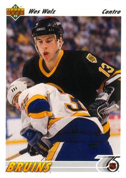 #123a Wes Walz - Boston Bruins - 1991-92 Upper Deck French Hockey