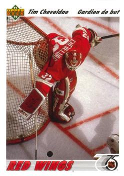 #129a Tim Cheveldae - Detroit Red Wings - 1991-92 Upper Deck French Hockey