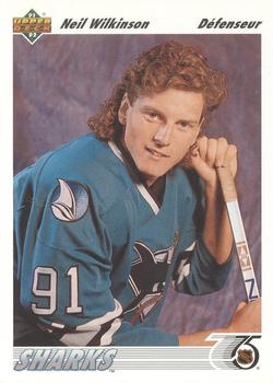 #55b Neil Wilkinson - San Jose Sharks - 1991-92 Upper Deck French Hockey