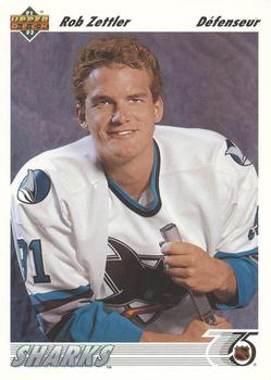 #61b Rob Zettler - San Jose Sharks - 1991-92 Upper Deck French Hockey