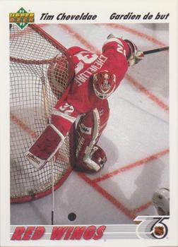 #129b Tim Cheveldae - Detroit Red Wings - 1991-92 Upper Deck French Hockey