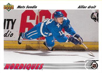 #134b Mats Sundin - Quebec Nordiques - 1991-92 Upper Deck French Hockey