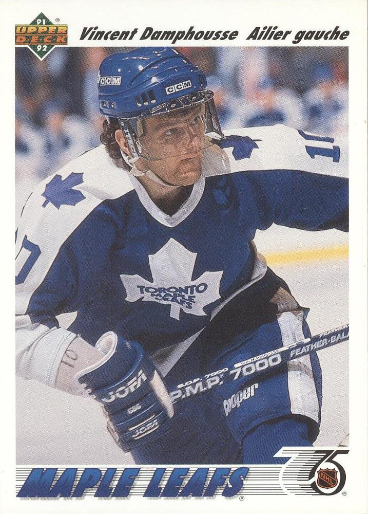 #136b Vincent Damphousse - Toronto Maple Leafs - 1991-92 Upper Deck French Hockey