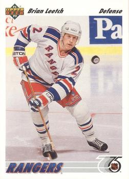 #153b Brian Leetch - New York Rangers - 1991-92 Upper Deck French Hockey