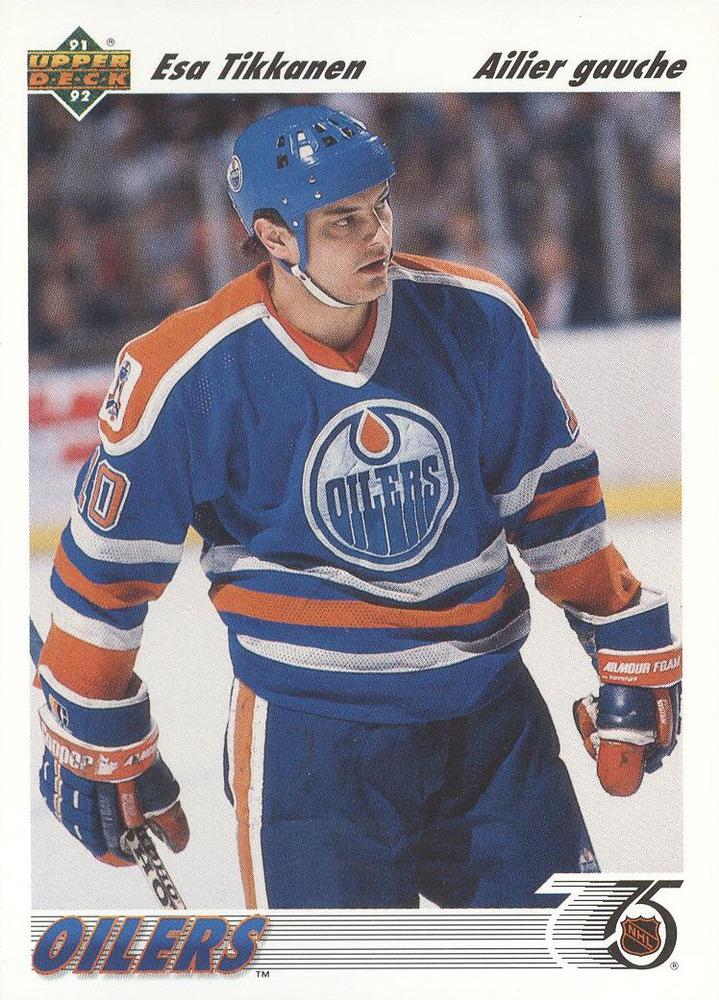 #182b Esa Tikkanen - Edmonton Oilers - 1991-92 Upper Deck French Hockey