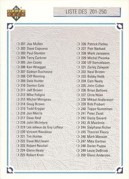 #300b Checklist: 201-300 - 1991-92 Upper Deck French Hockey