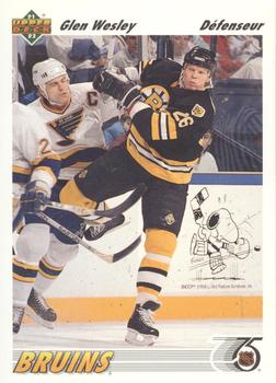 #370b Glen Wesley - Boston Bruins - 1991-92 Upper Deck French Hockey