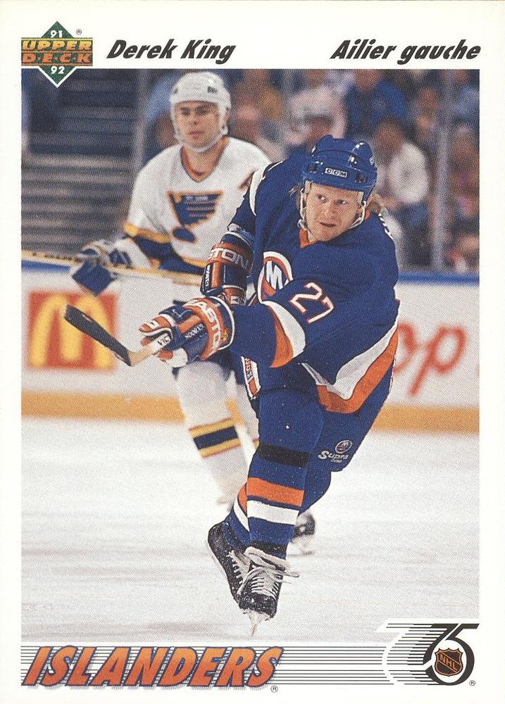 #382b Derek King - New York Islanders - 1991-92 Upper Deck French Hockey