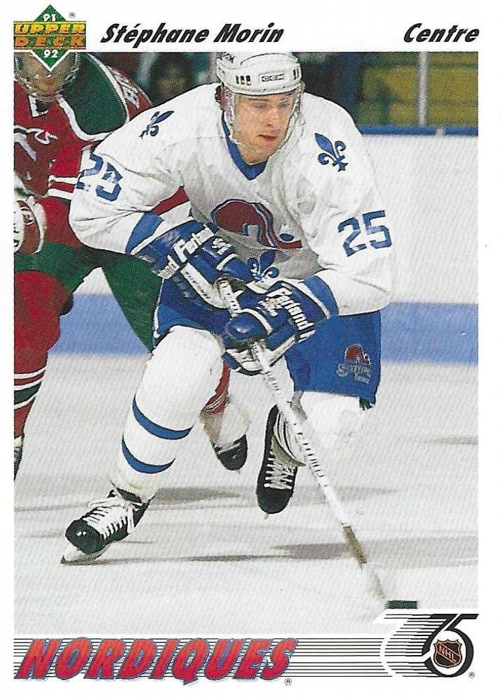 #433b Stephane Morin - Quebec Nordiques - 1991-92 Upper Deck French Hockey