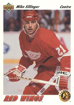 #457b Mike Sillinger - Detroit Red Wings - 1991-92 Upper Deck French Hockey