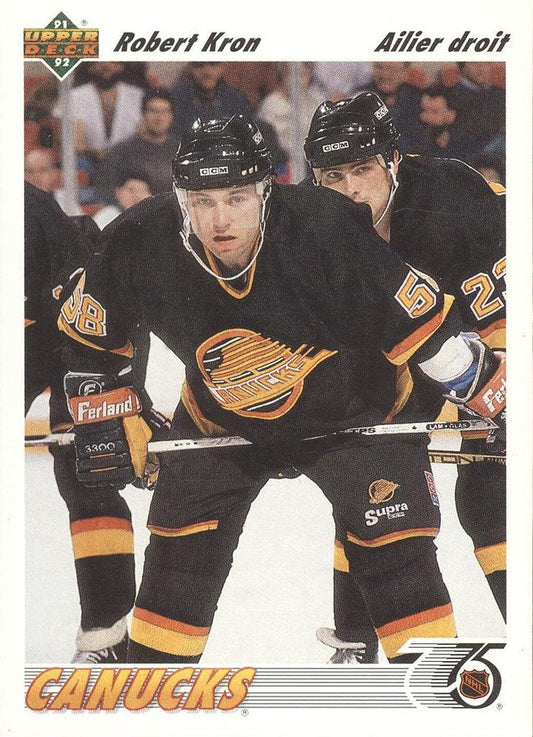 #225a Robert Kron - Vancouver Canucks - 1991-92 Upper Deck French Hockey