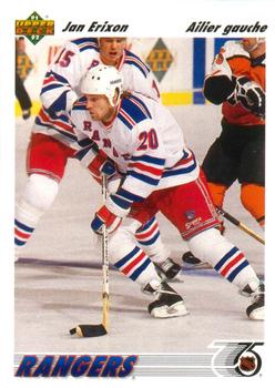 #178a Jan Erixon - New York Rangers - 1991-92 Upper Deck French Hockey