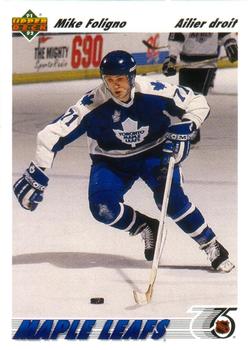 #212a Mike Foligno - Toronto Maple Leafs - 1991-92 Upper Deck French Hockey