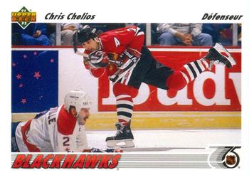 #354a Chris Chelios - Chicagoackhawks - 1991-92 Upper Deck French Hockey