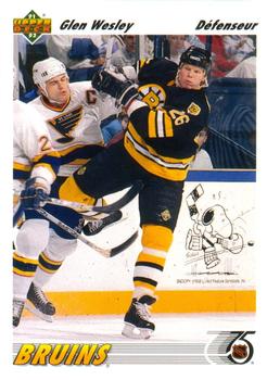 #370a Glen Wesley - Boston Bruins - 1991-92 Upper Deck French Hockey
