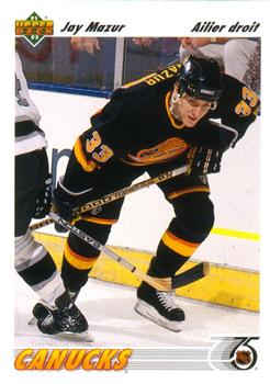 #378a Jay Mazur - Vancouver Canucks - 1991-92 Upper Deck French Hockey