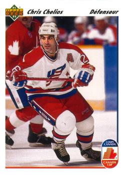 #37a Chris Chelios - USA - 1991-92 Upper Deck French Hockey