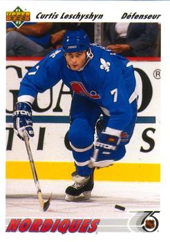 #413a Curtis Leschyshyn - Quebec Nordiques - 1991-92 Upper Deck French Hockey