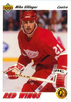 #457a Mike Sillinger - Detroit Red Wings - 1991-92 Upper Deck French Hockey