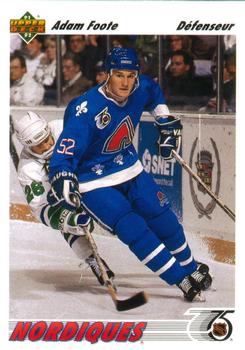 #529 Adam Foote - Quebec Nordiques - 1991-92 Upper Deck French Hockey