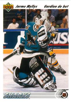 #537 Jarmo Myllys - San Jose Sharks - 1991-92 Upper Deck French Hockey