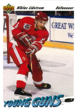 #587 Nicklas Lidstrom - Detroit Red Wings - 1991-92 Upper Deck French Hockey