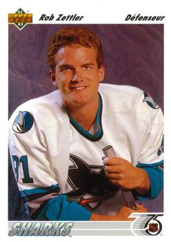 #61a Rob Zettler - San Jose Sharks - 1991-92 Upper Deck French Hockey