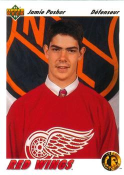 #73a Jamie Pushor - Detroit Red Wings - 1991-92 Upper Deck French Hockey