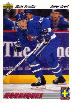 #E13 Mats Sundin - Quebec Nordiques - 1991-92 Upper Deck French - Euro-Stars Hockey