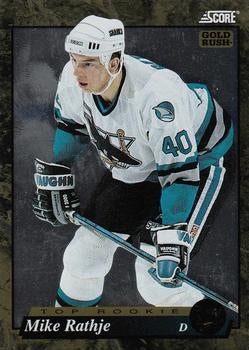 #595 Mike Rathje  - San Jose Sharks - 1993-94 Score - Gold Rush Hockey