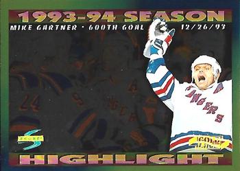 #242 Mike Gartner - New York Rangers - 1994-95 Score - Gold Line Hockey