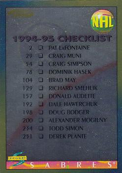 #264 Checklist - Buffalo Sabres / Calgary Flames - 1994-95 Score - Gold Line Hockey