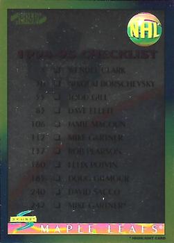 #274 Checklist - Toronto Maple Leafs / Vancouver Canucks - 1994-95 Score - Gold Line Hockey