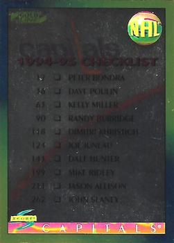 #275 Checklist - Washington Capitals / Winnipeg Jets - 1994-95 Score - Gold Line Hockey