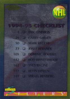 #271 Checklist - Philadelphia Flyers / Pittsburgh Penguins - 1994-95 Score - Gold Line Hockey