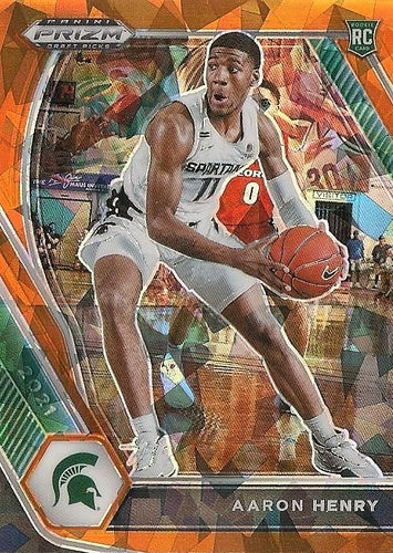 #48 Aaron Henry - Michigan State Spartans - 2021 Panini Prizm Draft Picks - Orange Ice Basketball