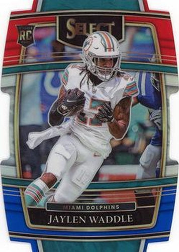 #48 Jaylen Waddle - Miami Dolphins - 2021 Panini Select - Red and Blue Prizm Die Cut Football