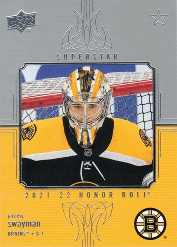 #HR-48 Jeremy Swayman - Boston Bruins - 2021-22 Upper Deck - Honor Roll Hockey