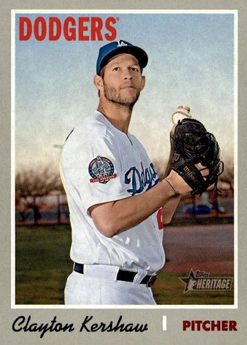 #490 Clayton Kershaw - Los Angeles Dodgers - 2019 Topps Heritage Baseball