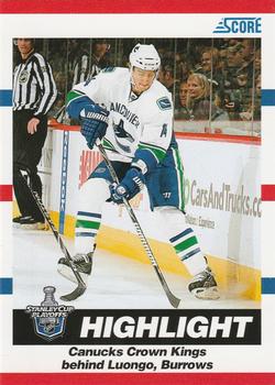 #492 Alexandre Burrows - Vancouver Canucks - 2010-11 Score Hockey