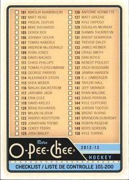 #497 Checklist: 101-200 - 2012-13 O-Pee-Chee - Retro Hockey