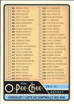 #499 Checklist: 301-400 - 2012-13 O-Pee-Chee - Retro Hockey