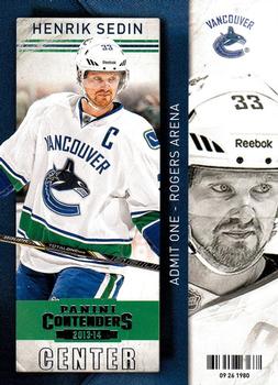 #49 Henrik Sedin - Vancouver Canucks - 2013-14 Panini Contenders Hockey