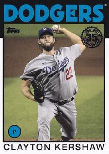 #86B-4 Clayton Kershaw - Los Angeles Dodgers - 2021 Topps - 1986 Topps Baseball 35th Anniversary Series One Baseball