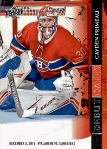 #DD-4 Cayden Primeau - Montreal Canadiens - 2020-21 Upper Deck - Debut Dates Hockey