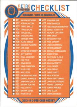 #500 Checklist: 401-500 - 2013-14 O-Pee-Chee - Retro Hockey