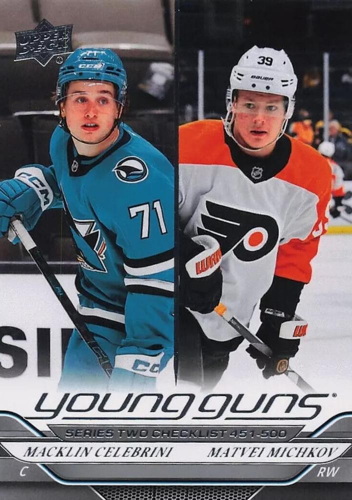 #500 Young Guns Checklist (Macklin Celebrini / Matvei Michkov) - San Jose Sharks / Philadelphia F - 2024-25 Upper Deck Hockey
