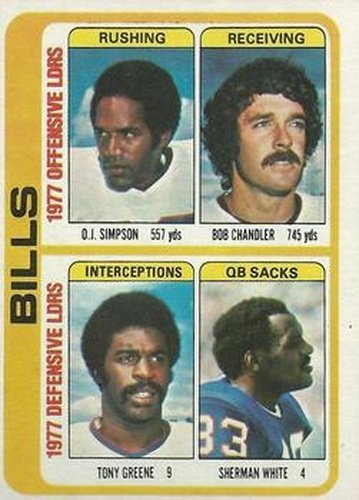 #503 O.J. Simpson / Bob Chandler / Tony Greene / Sherman White - Buffalo Bills - 1978 Topps Football